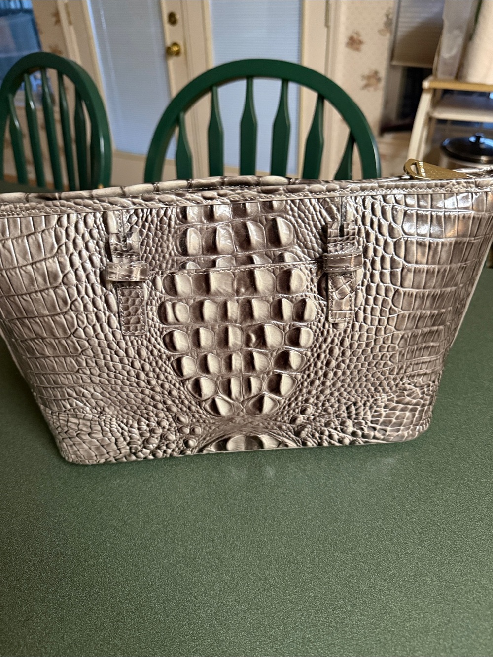 Brahmin Asher Shoulder Bag in Taupe with Cream Bow Charm - Picture 4 of 16